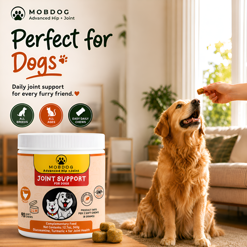 MOBDOG Hip & Joint Chews for Dogs – 90 Chicken Flavour Soft Chews for Senior Dogs