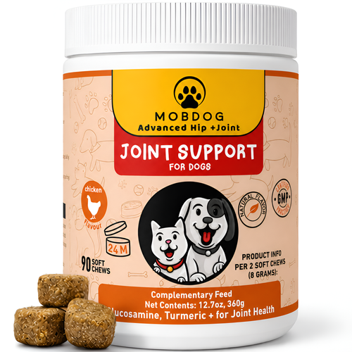 MOBDOG Hip & Joint Chews for Dogs – 90 Chicken Flavour Soft Chews for Senior Dogs