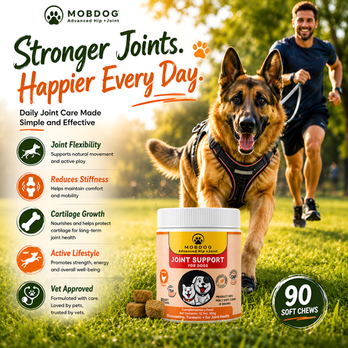 MOBDOG Hip & Joint Chews for Dogs – 90 Chicken Flavour Soft Chews for Senior Dogs